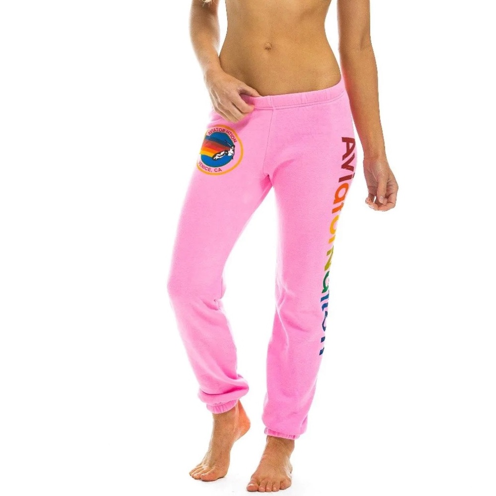 WOMEN'S AVIATOR NATION SWEATPANTS - NEON PINK